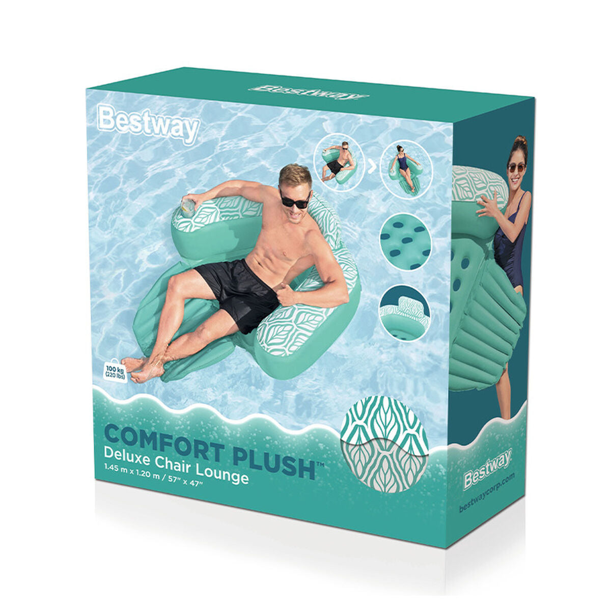Uppblåsbar poolstol Bestway Comfort Plush 145 x 120 cm finns hos Aktivcamping