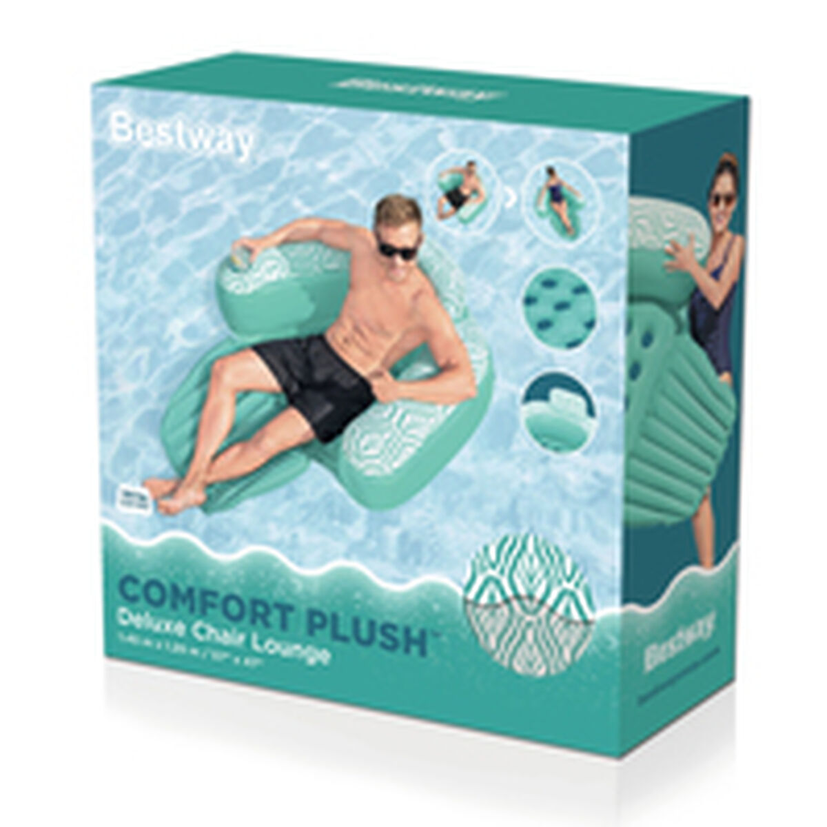 Uppblåsbar poolstol Bestway Comfort Plush 145 x 120 cm finns hos Aktivcamping