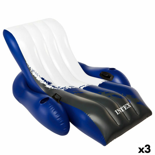 Uppblåsbar poolstol Intex Floating Recliner Blå Vit 180,3 x 66 x 134,6 cm (3 antal) finns hos Aktivcamping