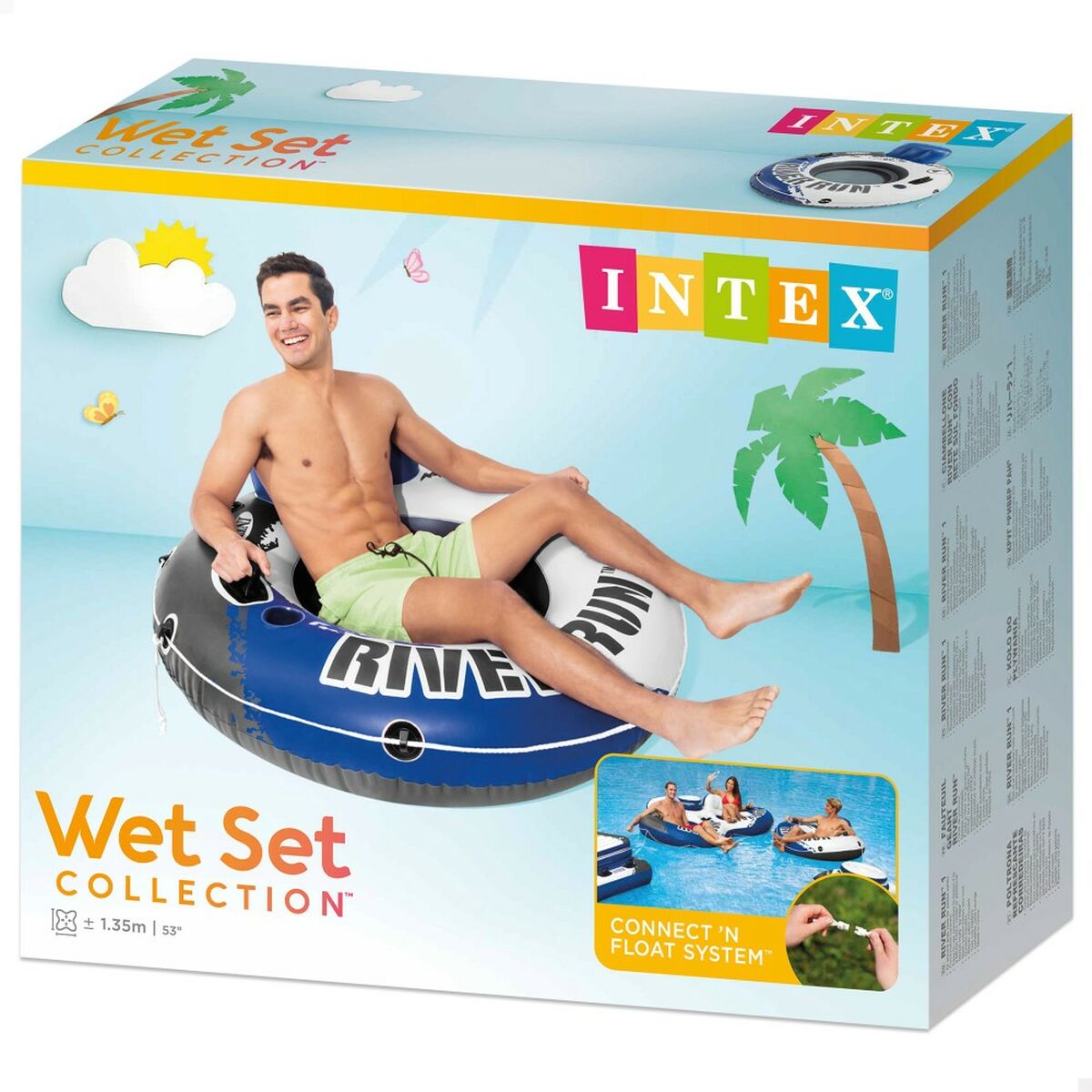 Uppblåsbar poolstol Intex River Run Blå Vit 135 x 13,5 cm (6 antal) finns hos Aktivcamping