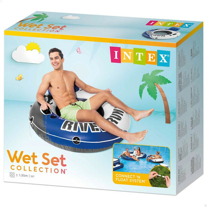 Uppblåsbar poolstol Intex River Run Blå Vit 135 x 13,5 cm (6 antal) finns hos Aktivcamping