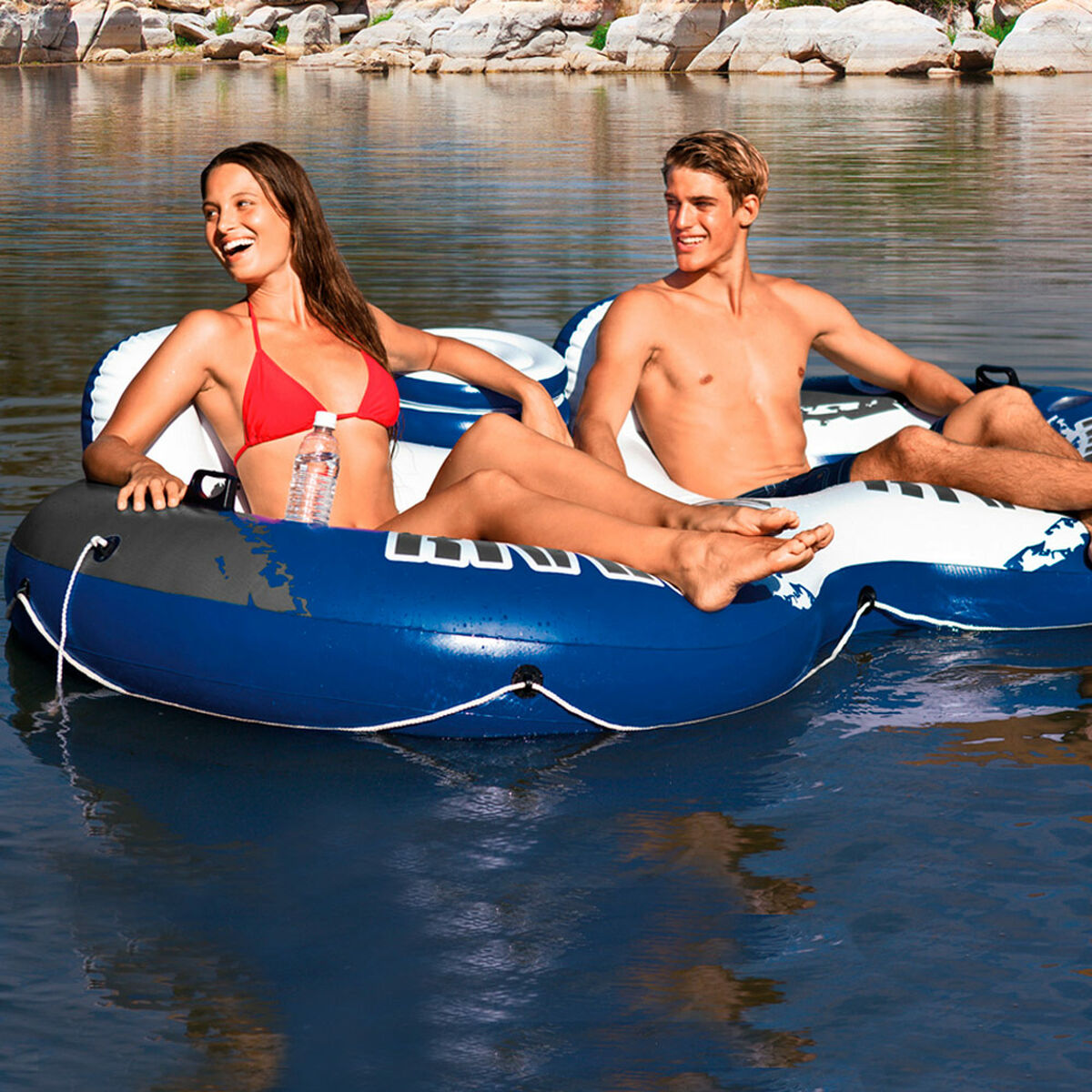 Uppblåsbart hjul Intex River Run 2 243 x 51 x 157 cm Blå Vit (3 antal) finns hos Aktivcamping