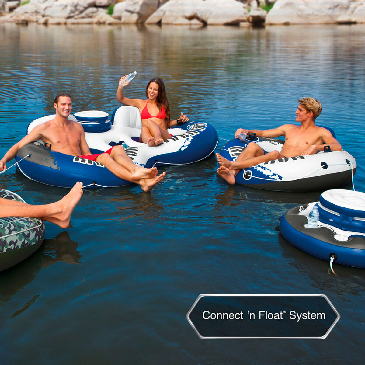 Uppblåsbart hjul Intex River Run 2 243 x 51 x 157 cm Blå Vit (3 antal) finns hos Aktivcamping