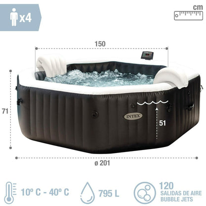 Uppblåsbart spa Intex 201 x 71 x 201 cm 795 L - finns hos Aktivcamping