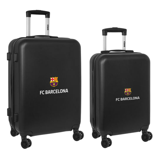 Uppsättning resväskor F.C. Barcelona + mediano 24 Trolley / Tralle Svart 40 x 63 x 26 cm (2 Delar) finns hos Aktivcamping