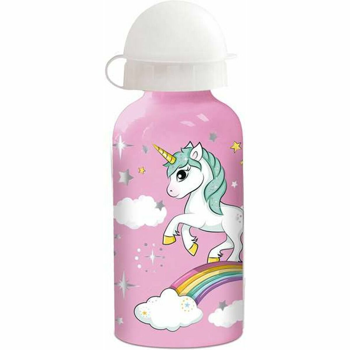 Vattenflaska Stor Unicorn Rainbow Silikon Aluminium 400 ml finns hos Aktivcamping