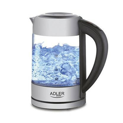 Vattenkokare Adler AD 1247 Stålgrå Glas 2200 W 1,7 L - finns hos Aktivcamping
