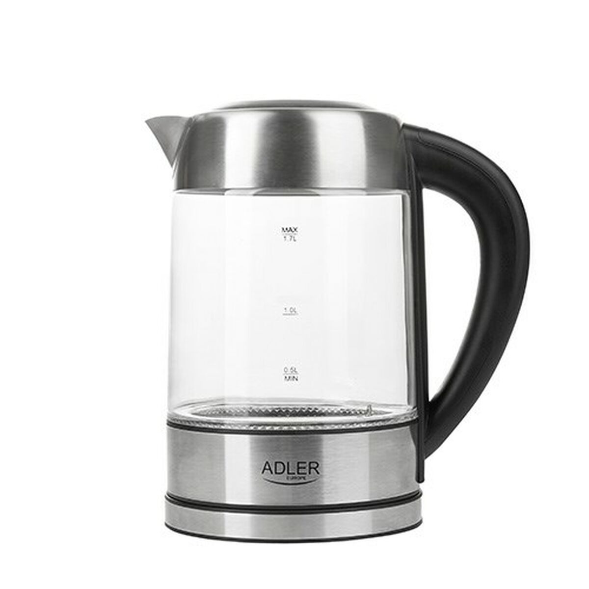 Vattenkokare Adler AD 1247 Stålgrå Glas 2200 W 1,7 L - finns hos Aktivcamping