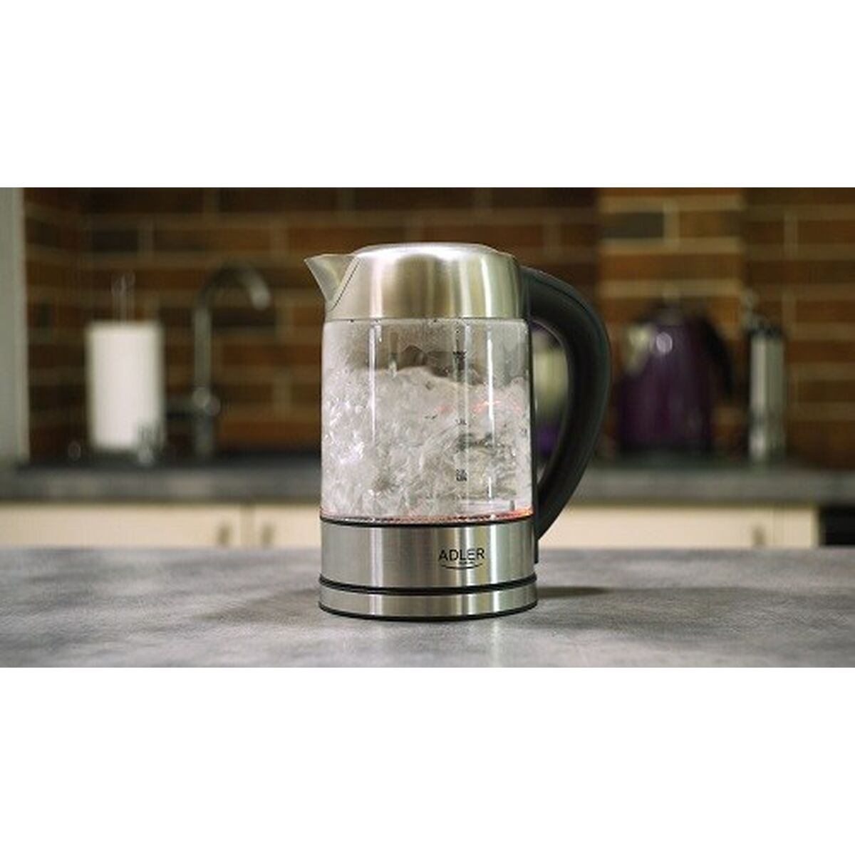 Vattenkokare Adler AD 1247 Stålgrå Glas 2200 W 1,7 L - finns hos Aktivcamping
