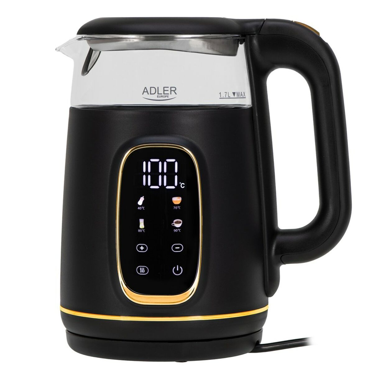 Vattenkokare Adler AD 1305bg Svart Guld 2200 W 1,7 L finns hos Aktivcamping