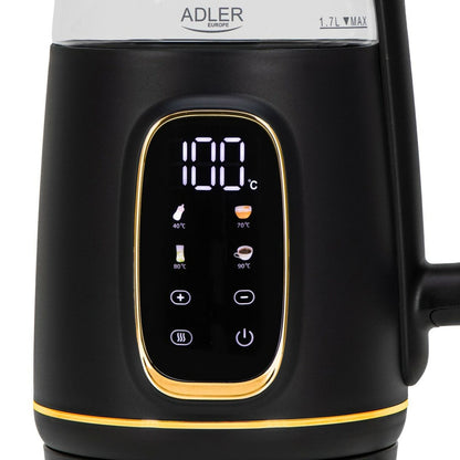 Vattenkokare Adler AD 1305bg Svart Guld 2200 W 1,7 L finns hos Aktivcamping
