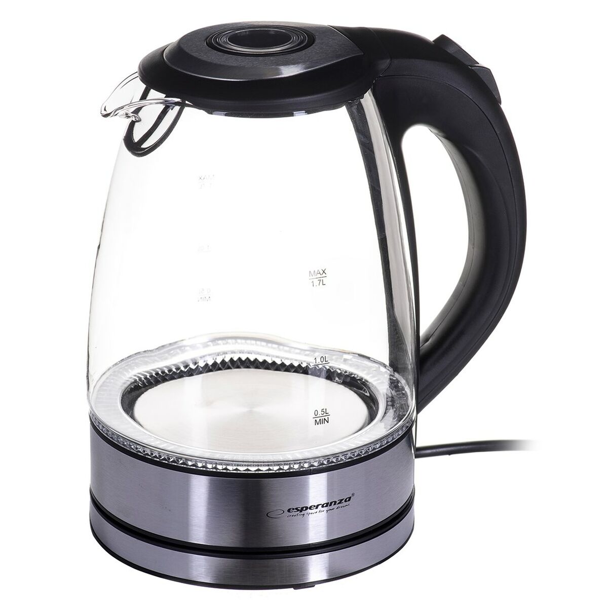 Vattenkokare Esperanza EKK012 Svart Glas Plast 2200 W 1,7 L finns hos Aktivcamping