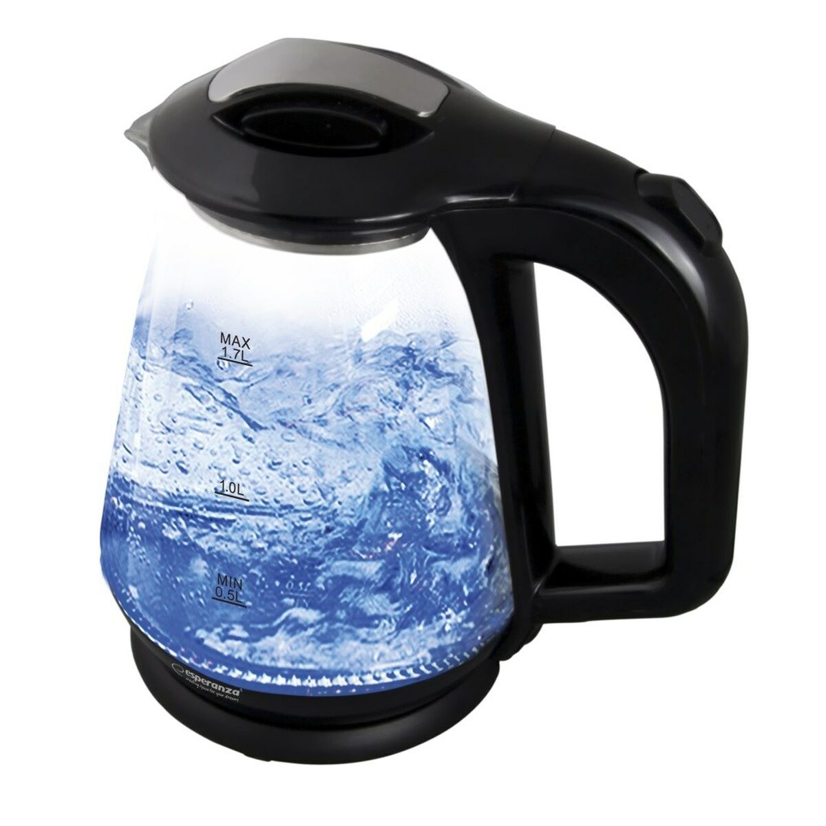 Vattenkokare Esperanza EKK024K Svart Glas Plast 1500 W 1,7 L finns hos Aktivcamping