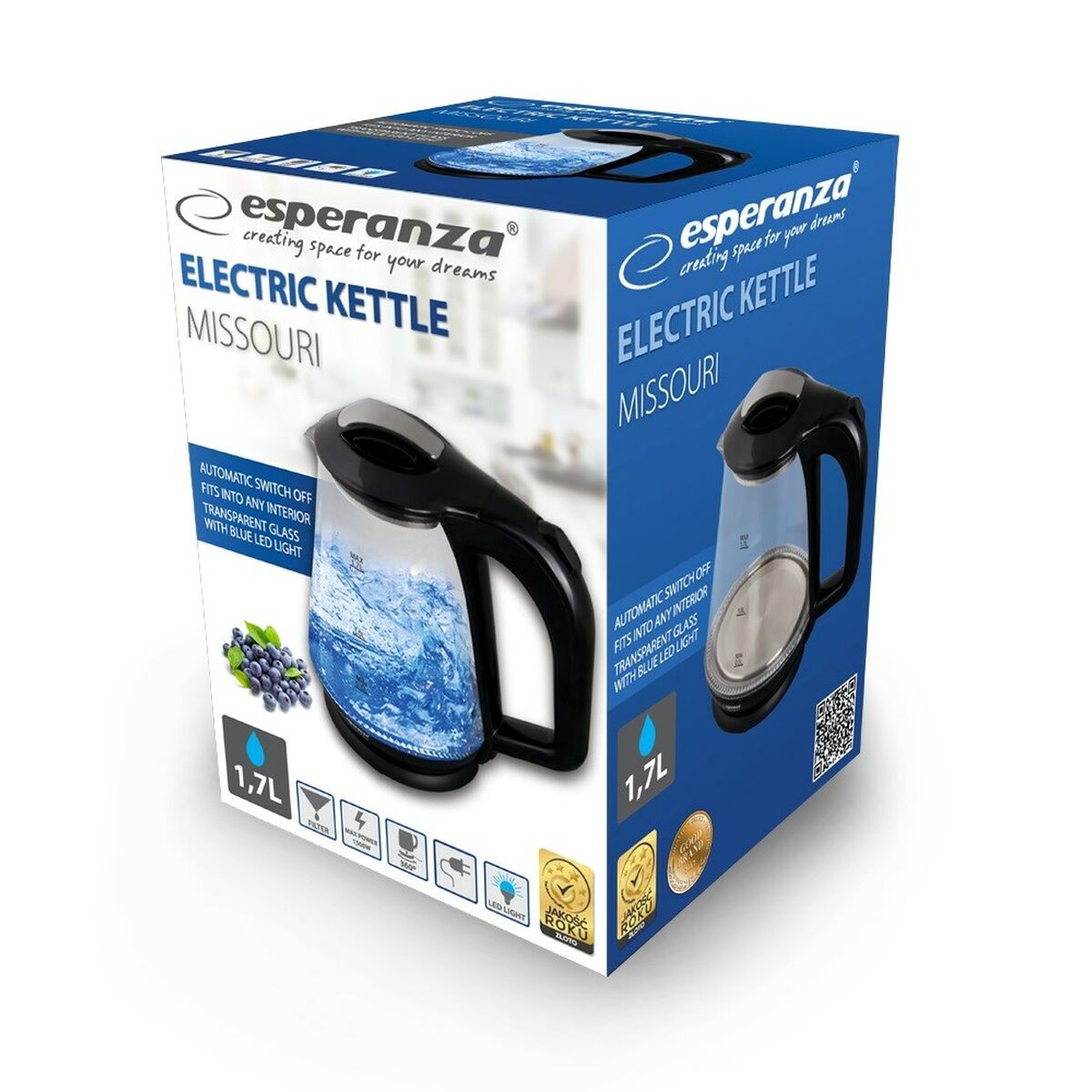 Vattenkokare Esperanza EKK024K Svart Glas Plast 1500 W 1,7 L finns hos Aktivcamping