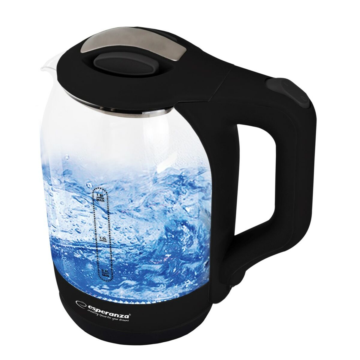 Vattenkokare Esperanza EKK025K Svart Multicolour Glas Plast 1500 W 1,7 L - finns hos Aktivcamping