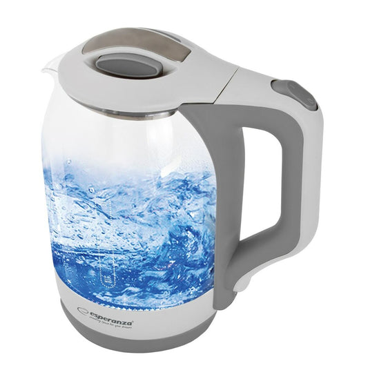 Vattenkokare Esperanza EKK025W Vit Glas Plast 1500 W 1,7 L finns hos Aktivcamping