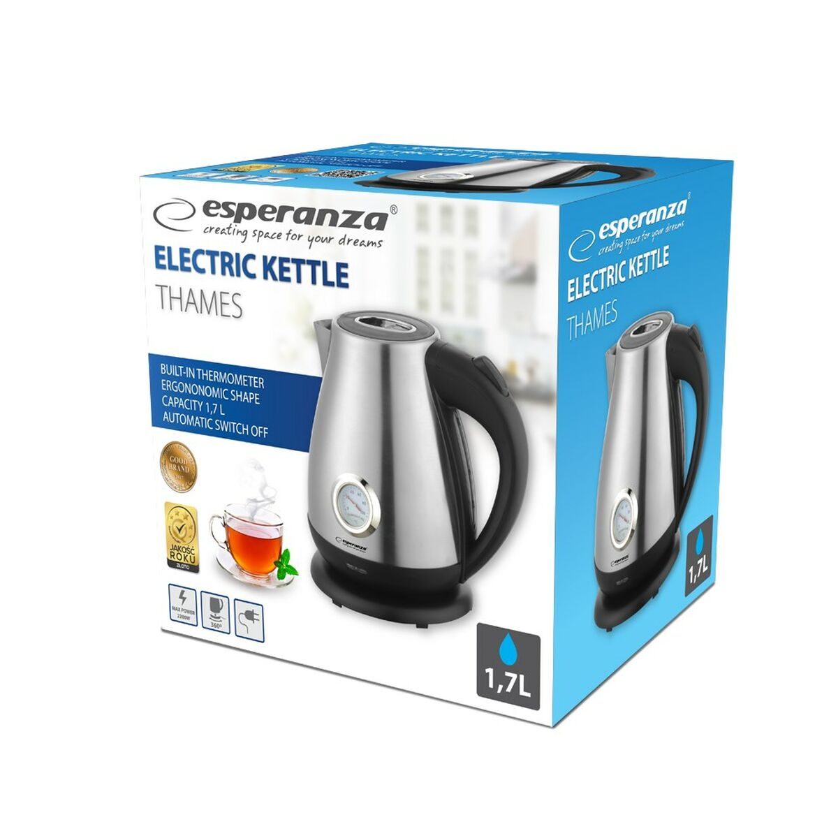 Vattenkokare Esperanza EKK029 Multicolour Rostfritt stål Plast 2200 W 1,8 L 1,7 L finns hos Aktivcamping