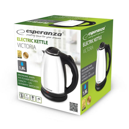 Vattenkokare Esperanza EKK113W Vit Svart Rostfritt stål Plast 1800 W 1,8 L finns hos Aktivcamping