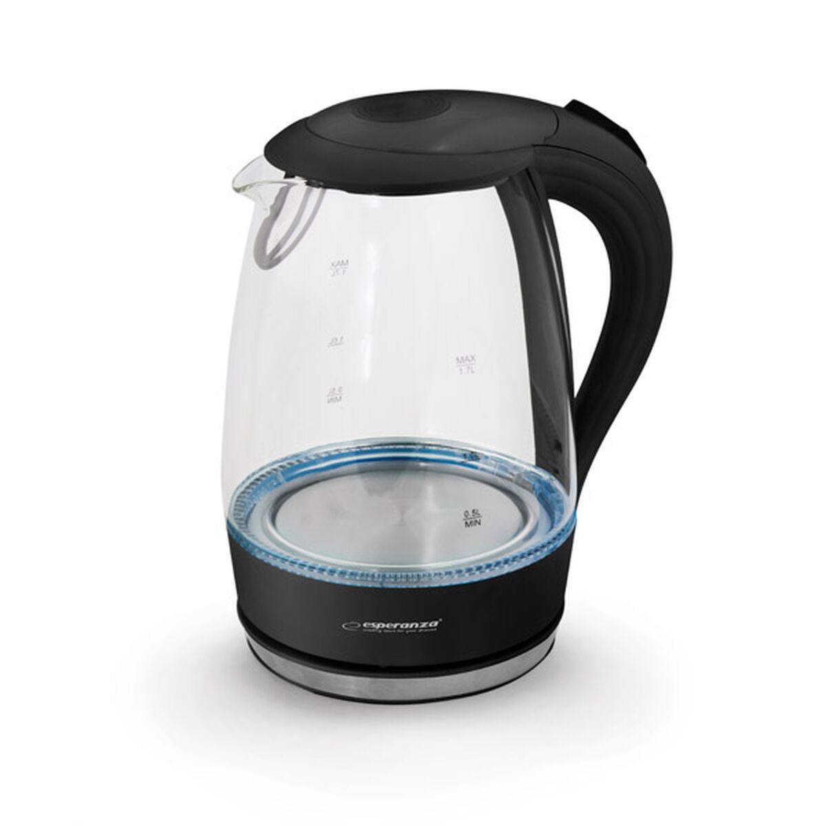 Vattenkokare Esperanza Svart Glas Plast 2200 W 1,7 L finns hos Aktivcamping