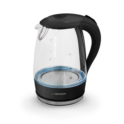 Vattenkokare Esperanza Svart Glas Plast 2200 W 1,7 L finns hos Aktivcamping