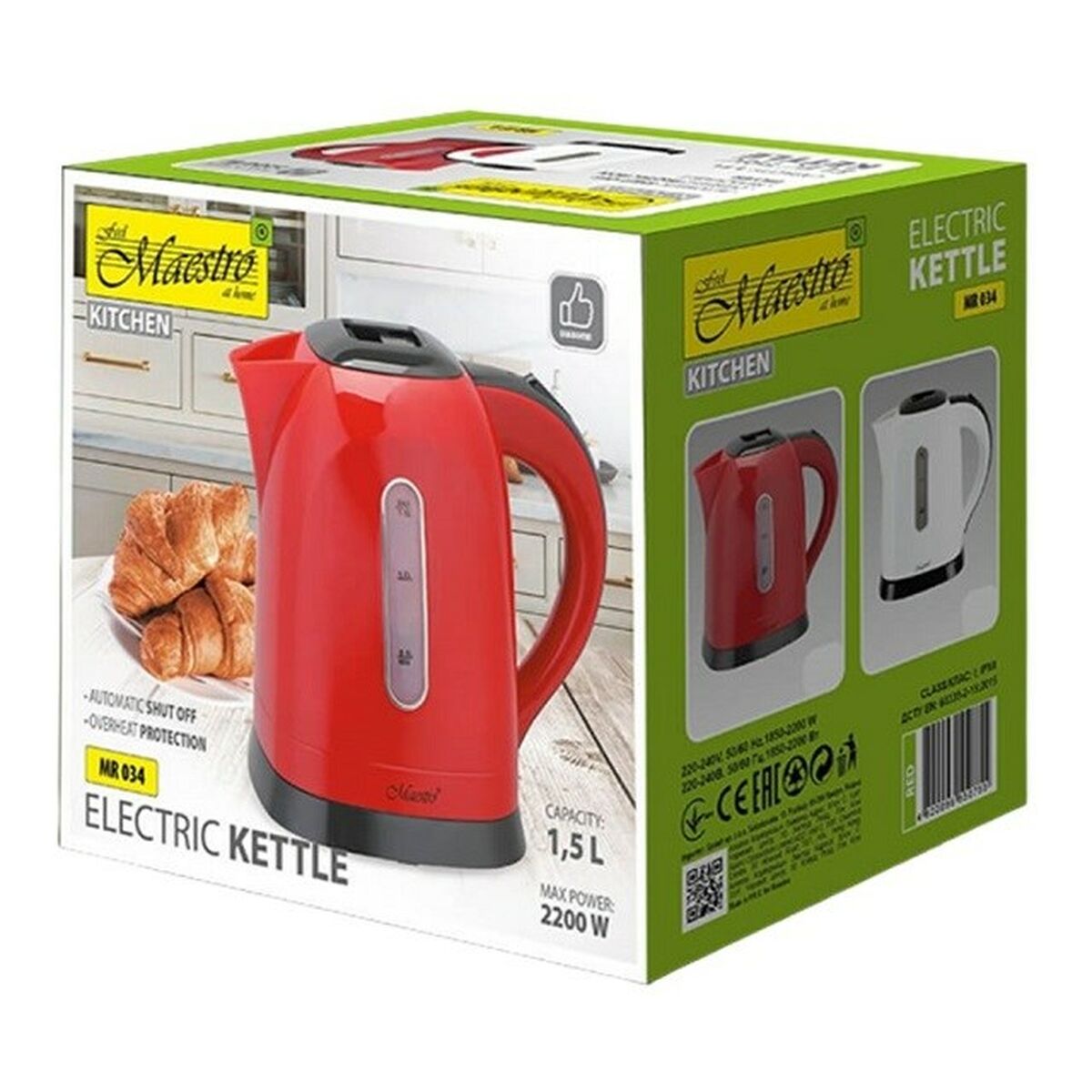 Vattenkokare Feel Maestro MR-034 Svart 2200 W 1,5 L finns hos Aktivcamping