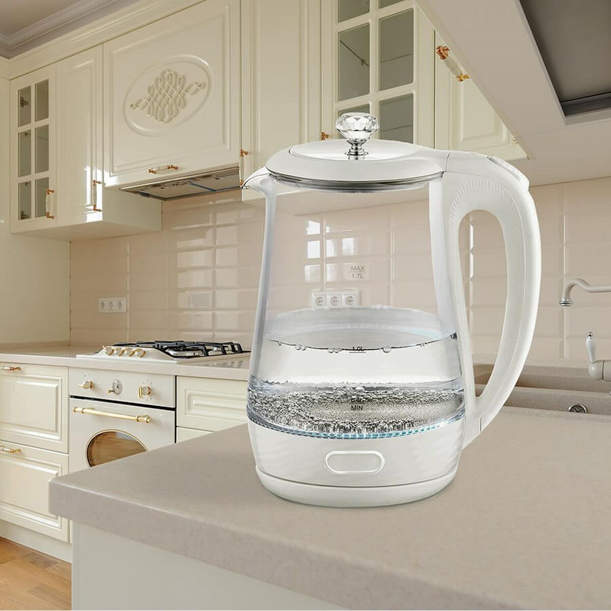Vattenkokare Feel Maestro MR-052 Blå Glas 2200 W 1,7 L finns hos Aktivcamping