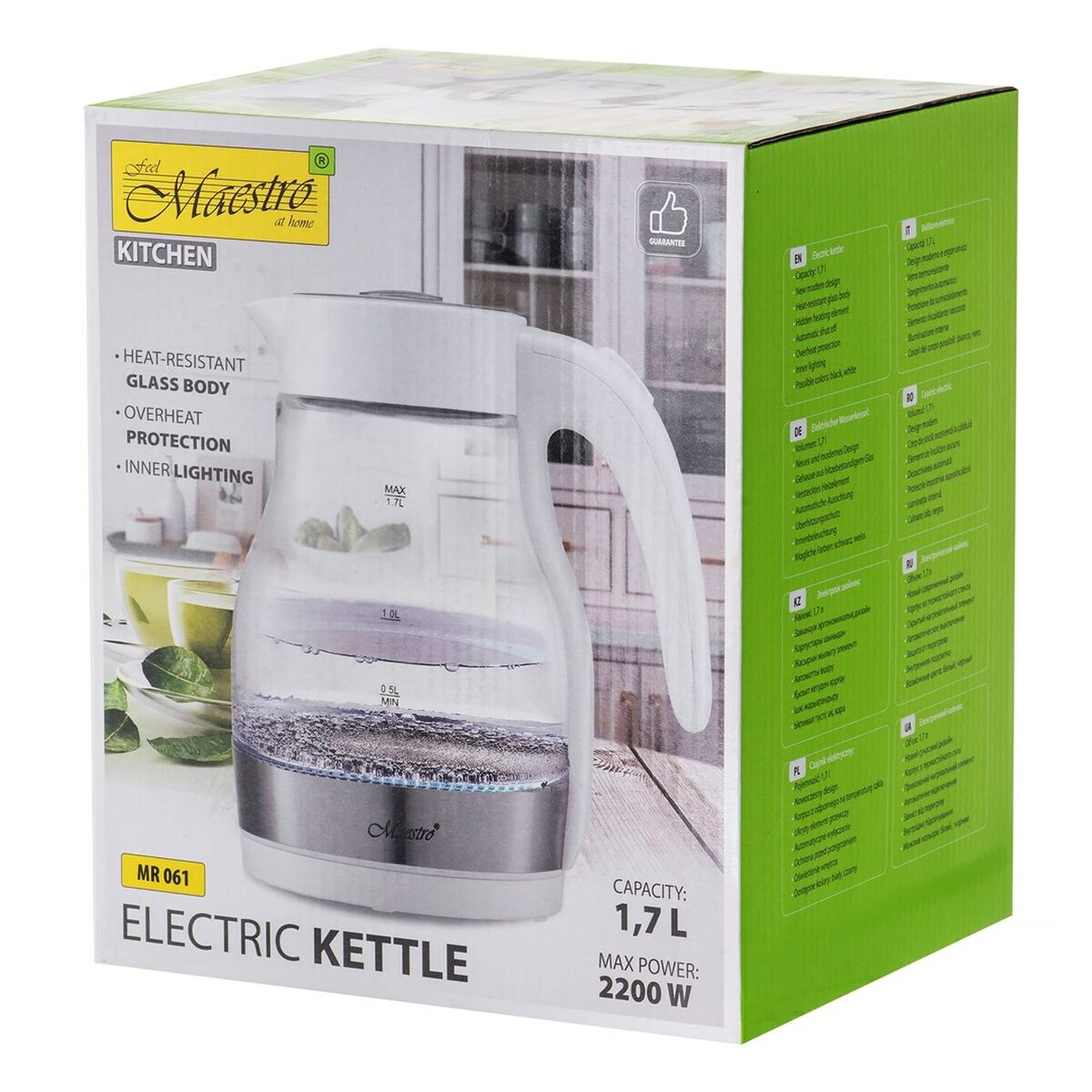 Vattenkokare Feel Maestro MR-061 Vit 1850-2200 W 1,7 L finns hos Aktivcamping