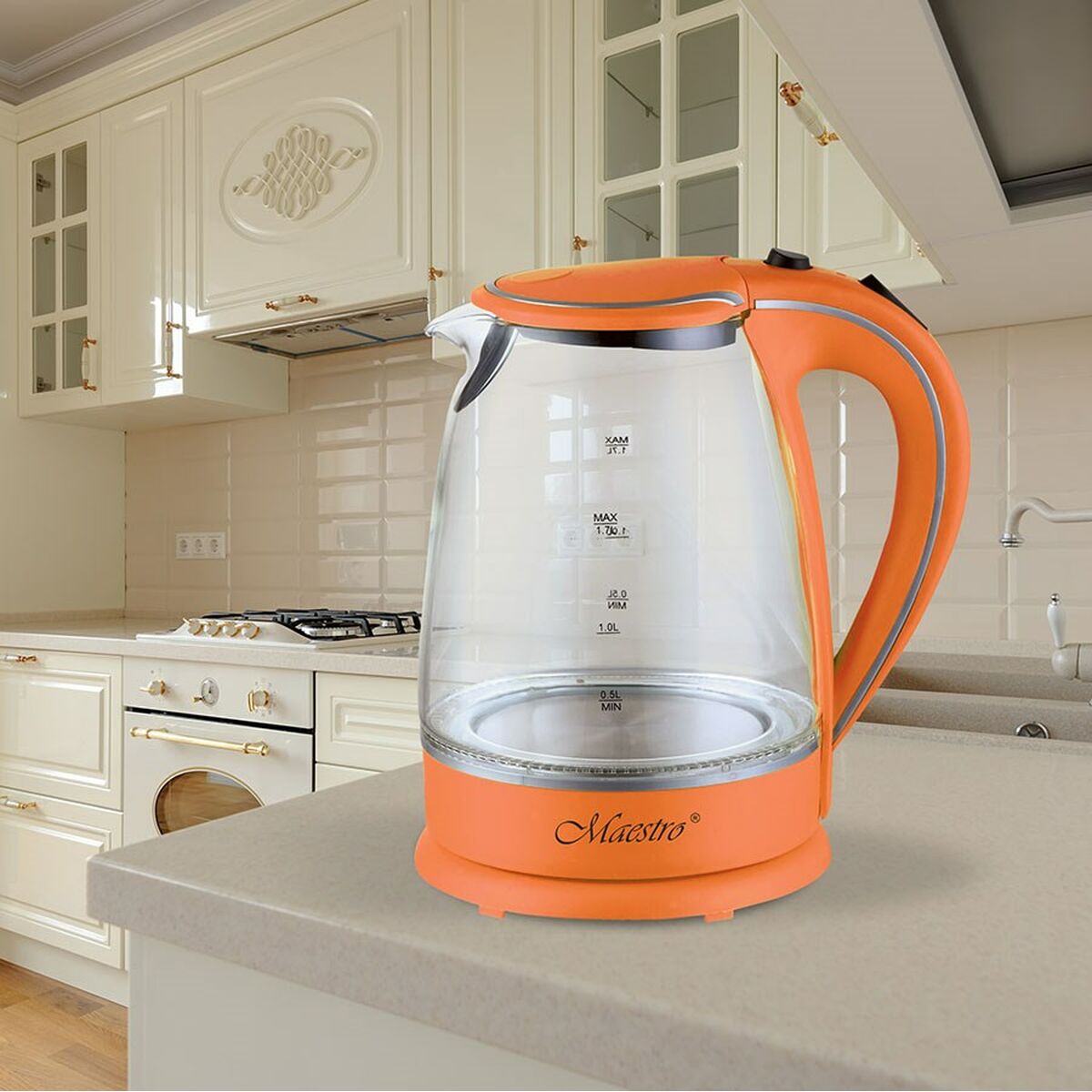 Vattenkokare Feel Maestro MR-064 Orange Transparent Glas 2000 W 1,7 L - finns hos Aktivcamping