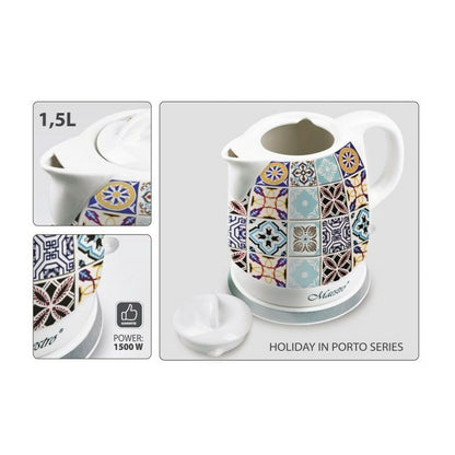 Vattenkokare Feel Maestro MR-066-PORTO Vit Keramisk 1500 W 1,5 L finns hos Aktivcamping