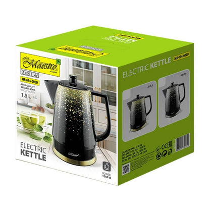 Vattenkokare Feel Maestro MR-074 Svart Guld Keramisk 1500 W 1,5 L finns hos Aktivcamping