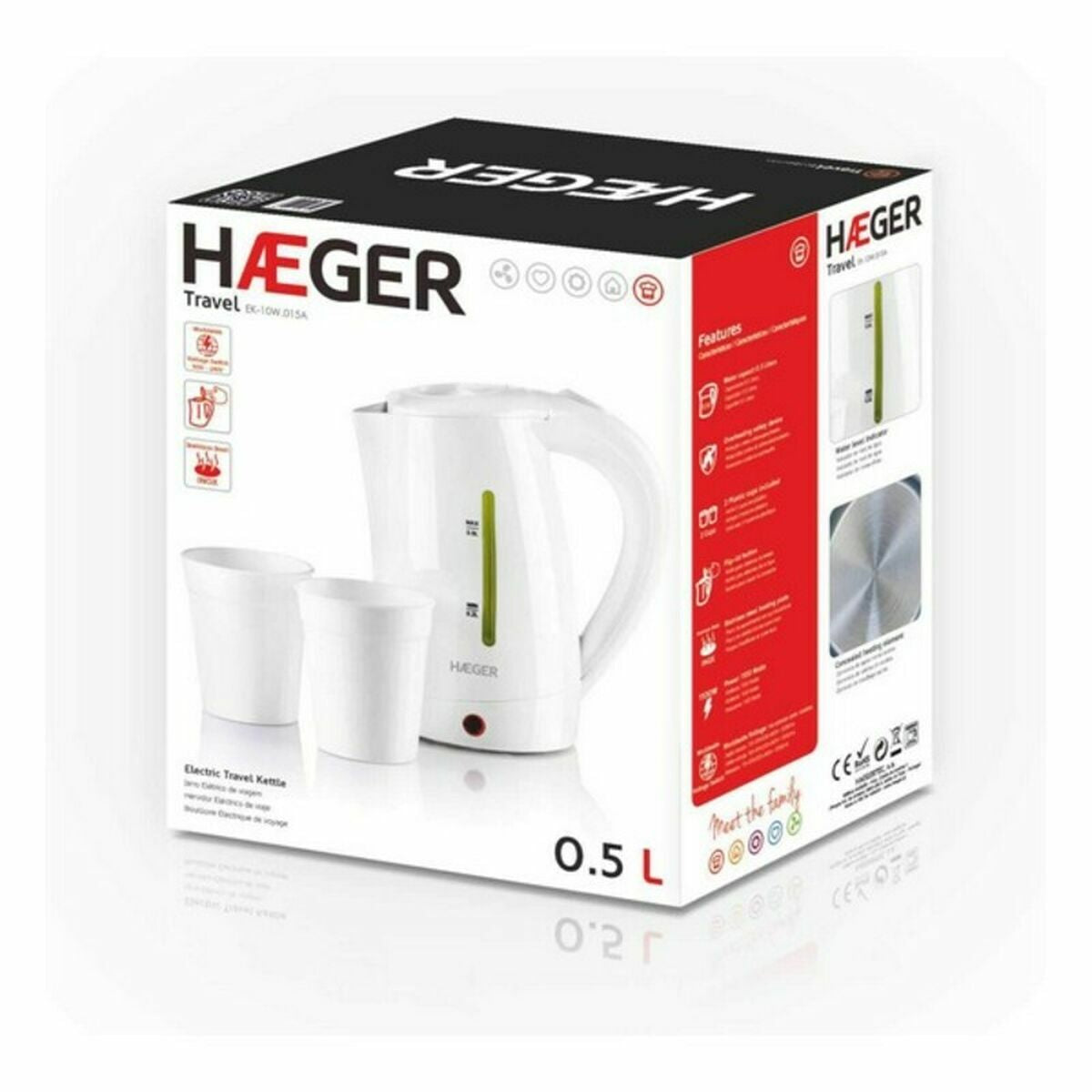 Vattenkokare Haeger EK-10W.015A Vit 1100 W Plast 500 ml finns hos Aktivcamping
