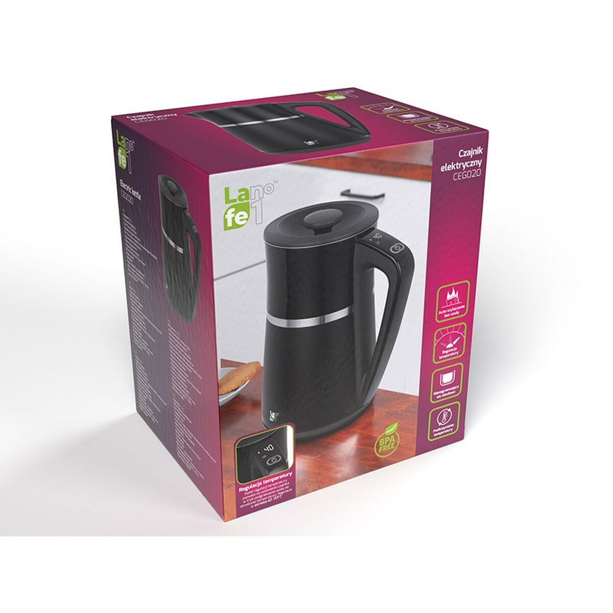Vattenkokare Lafe LAFCZA47290 Svart Rostfritt stål 2200 W 1,7 L finns hos Aktivcamping