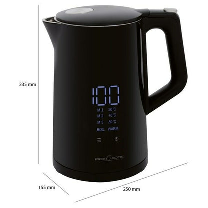 Vattenkokare Proficook PC-WKS 1243 Svart Rostfritt stål 2200 W 1,7 L - finns hos Aktivcamping