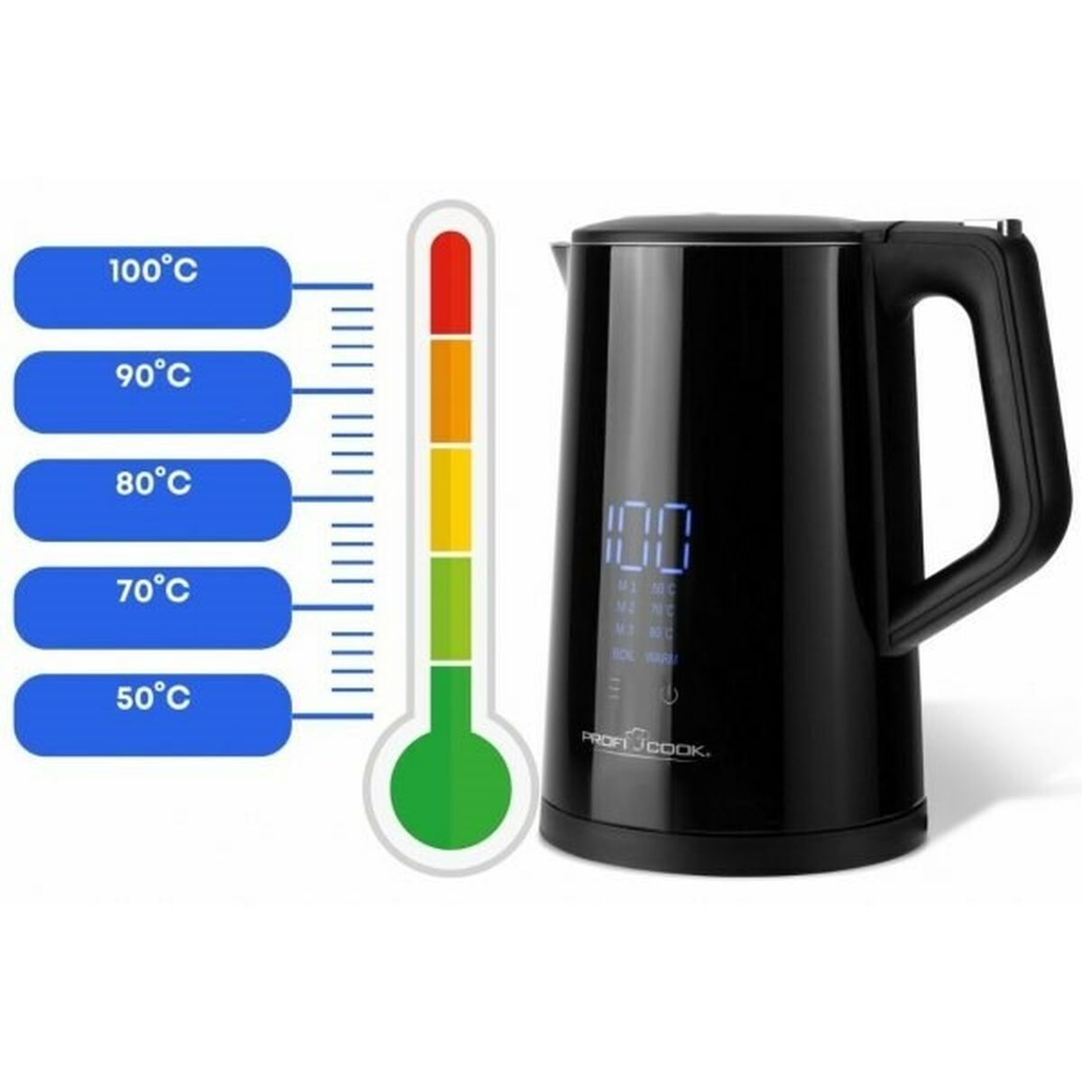 Vattenkokare Proficook PC-WKS 1243 Svart Rostfritt stål 2200 W 1,7 L - finns hos Aktivcamping