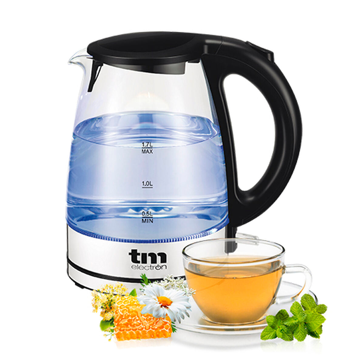 Vattenkokare TM Electron 1,7 L Glas Borosilikatglas - finns hos Aktivcamping