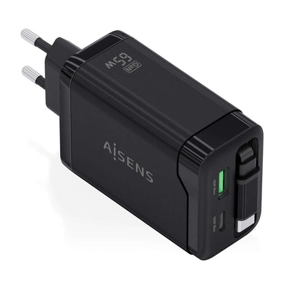 Väggladdare Aisens ASCH-65W3P071-BK Svart finns hos Aktivcamping
