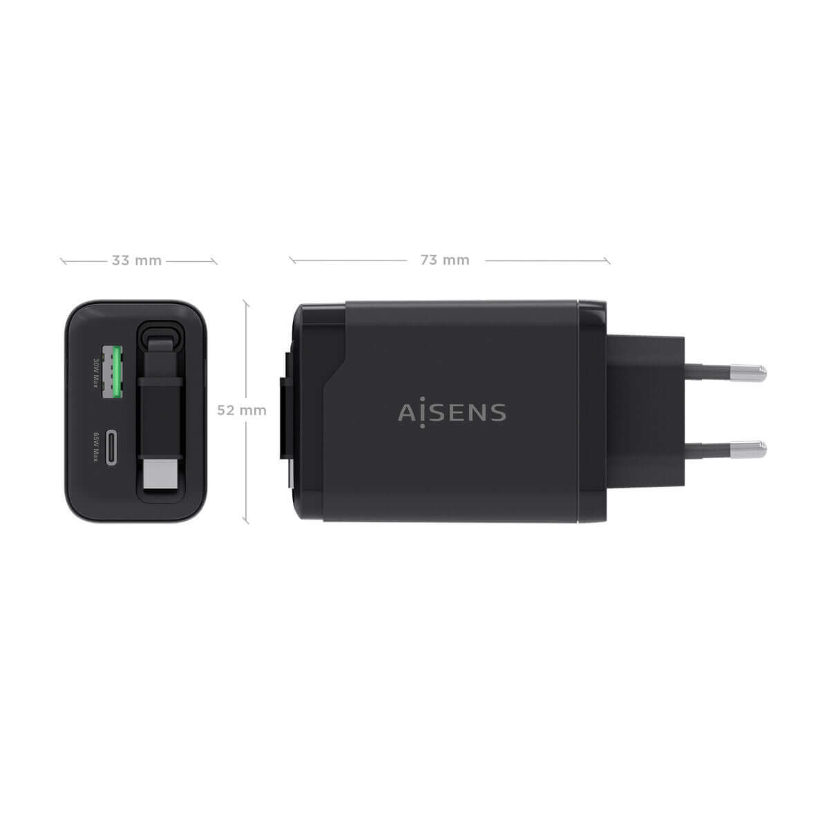 Väggladdare Aisens ASCH-65W3P071-BK Svart finns hos Aktivcamping