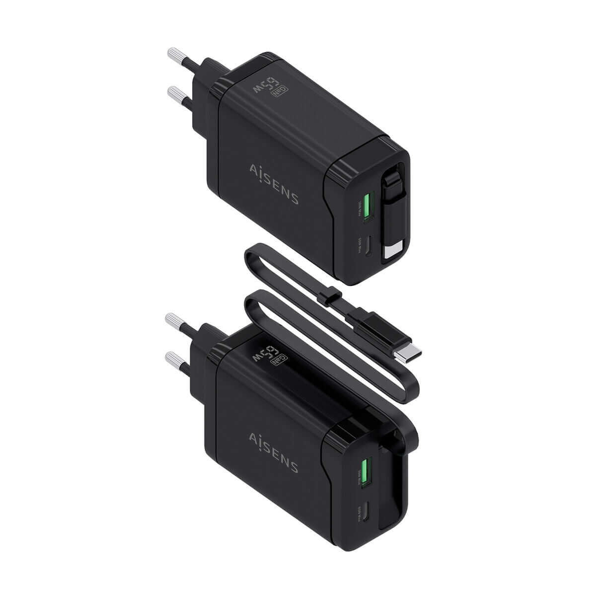Väggladdare Aisens ASCH-65W3P071-BK Svart finns hos Aktivcamping