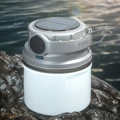 Campinglampa 1100 Lumen Solcell Uppladdningsbar Vattentät IPX6