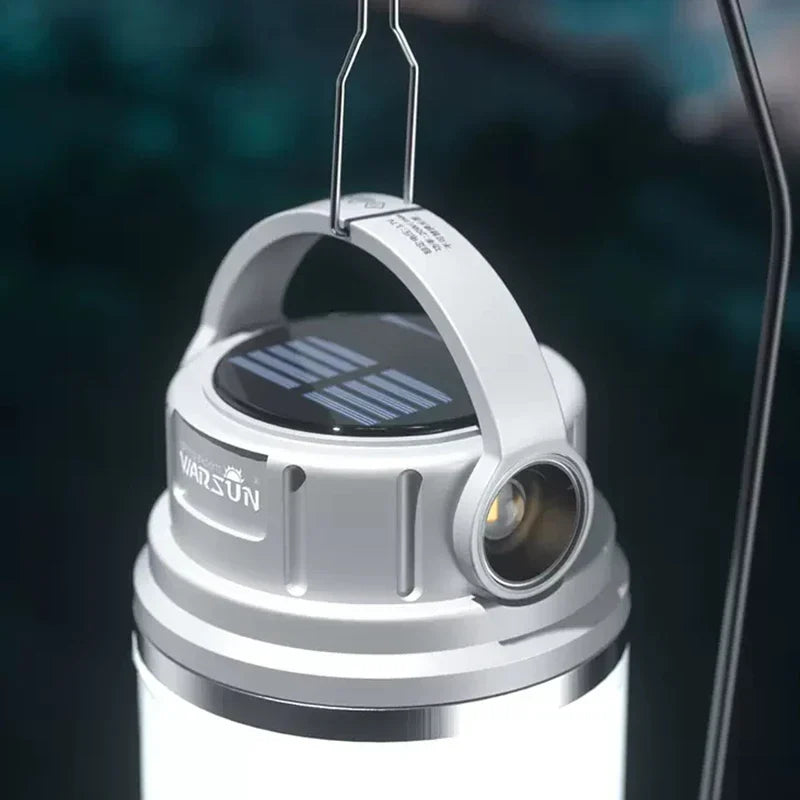 Campinglampa 1100 Lumen Solcell Uppladdningsbar Vattentät IPX6