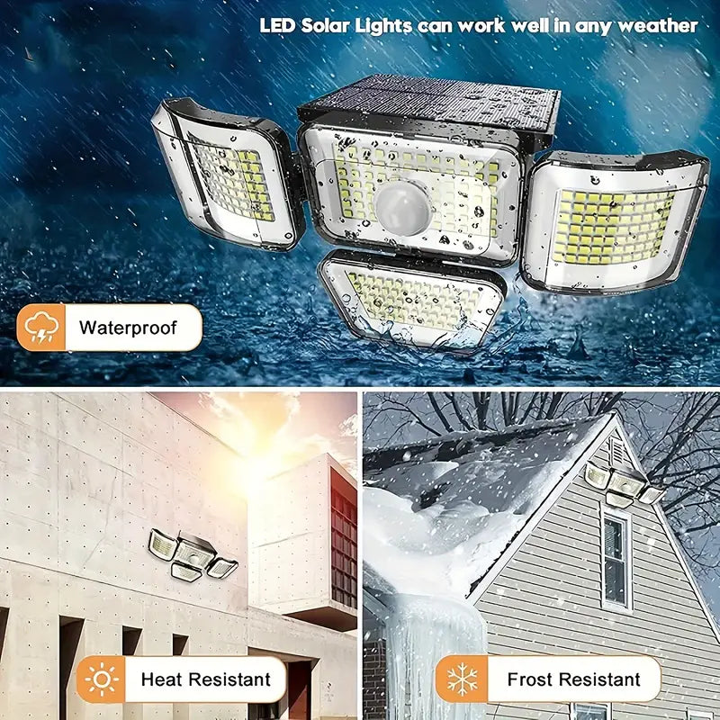 Solcellsbelysning med 278LED Rörelsesensor för utomhusbruk