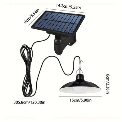 Dubbel hängande Lampa med Solcell och Rörelsesensor - LED Pendel med Fjärrkontroll