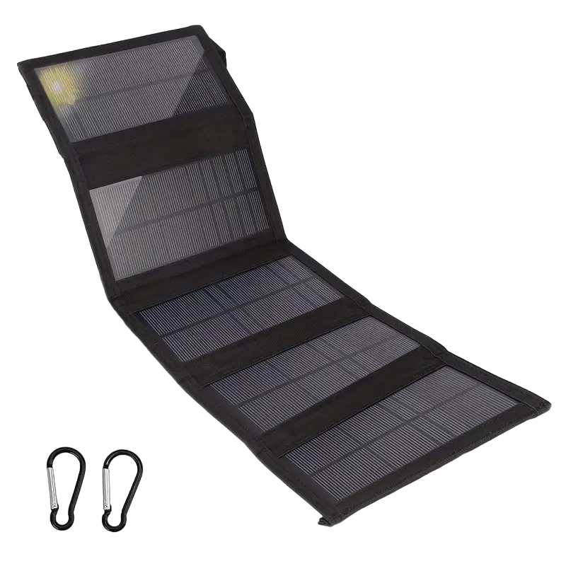 Bärbar solpanel 35W vikbar laddare USB 5V svart för camping