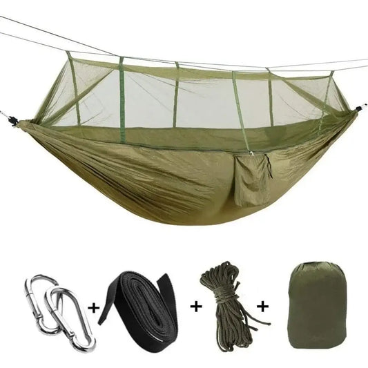 2-personers campinghängmatta med myggnät och slitstarkt tyg finns hos Aktivcamping