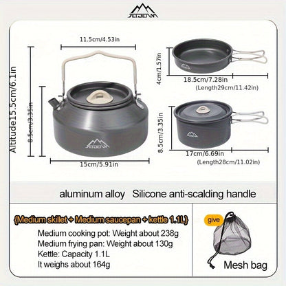 Camping Kokärlsset för 4 personer 9-delar Lättvikt Aluminium Allt-i-ett
