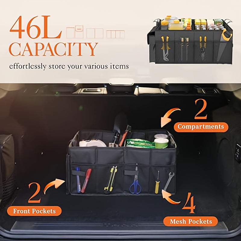 Storage box for car trunk - foldable black 55x44x28 cm