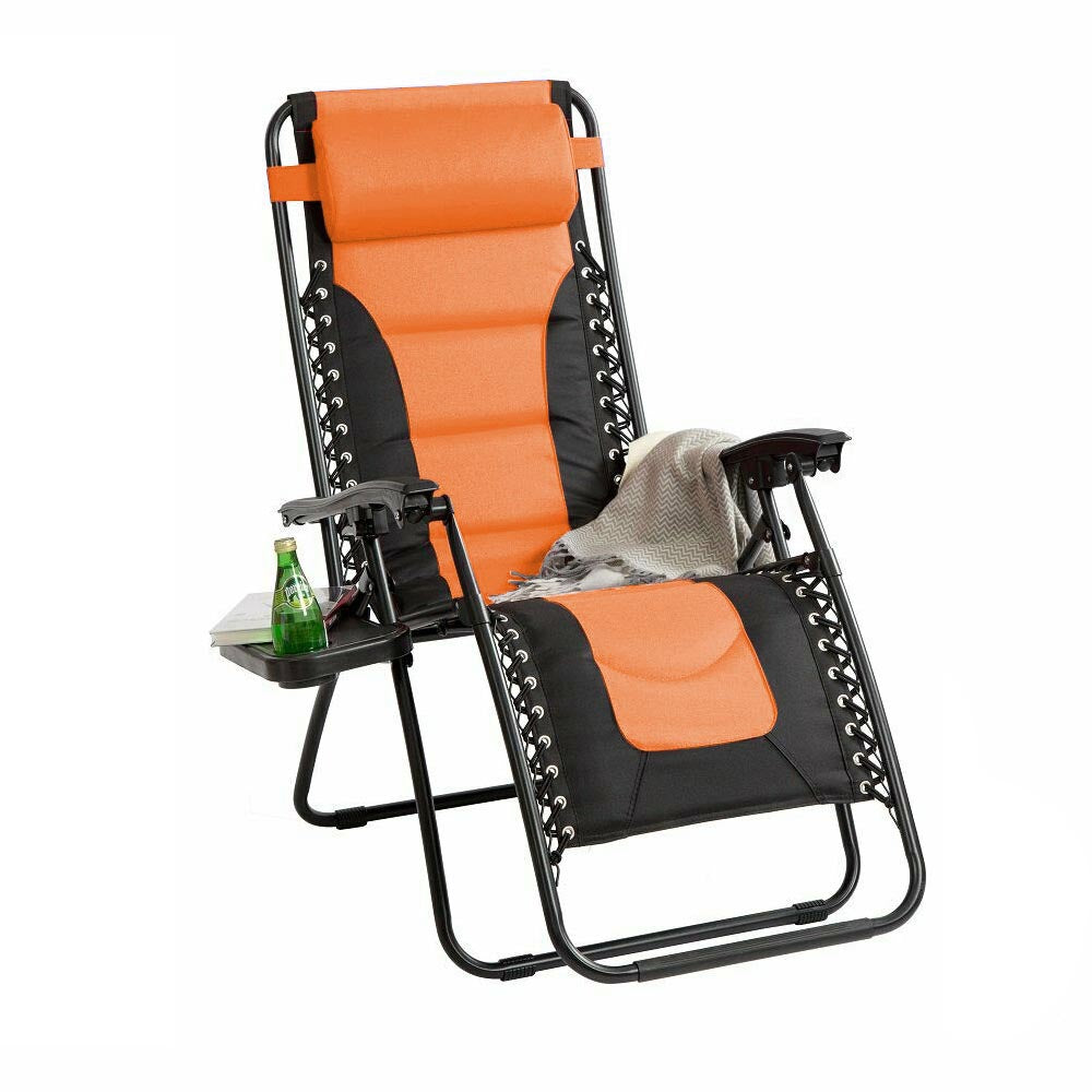 Delux Solstol med avtagbar nackkudde orange