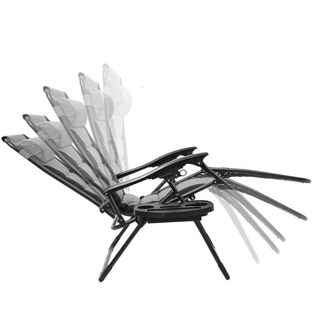 Solstol Delux grå med avtagbar nackkudde och förvaringsfack finns hos Aktivcamping
