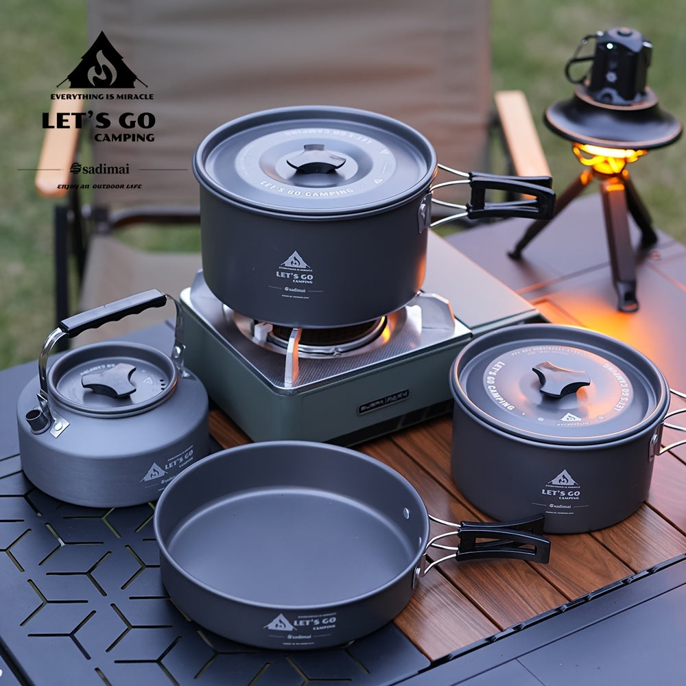 Camping köksset 4-delars lättvikts aluminium för utomhusmatlagning