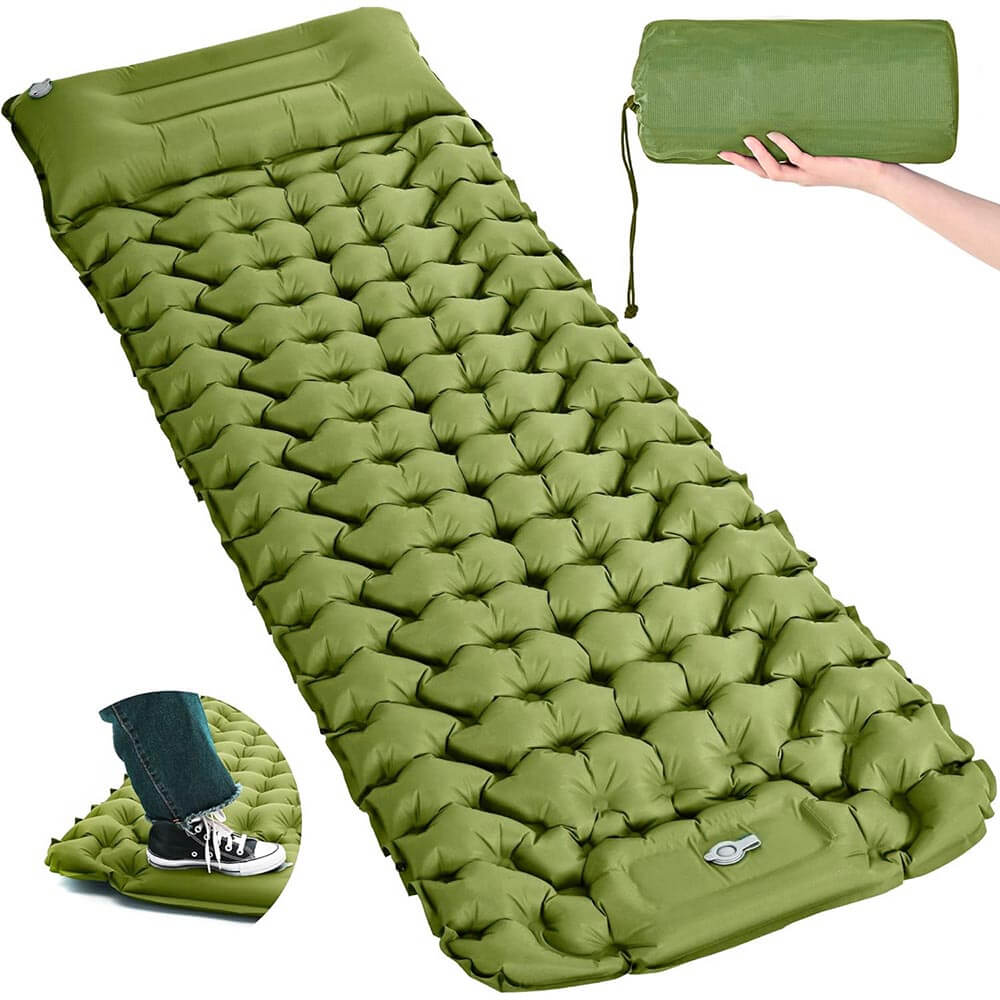 Luftmadrass Enkel Grön Camping Matras Outdoor finns hos Aktivcamping